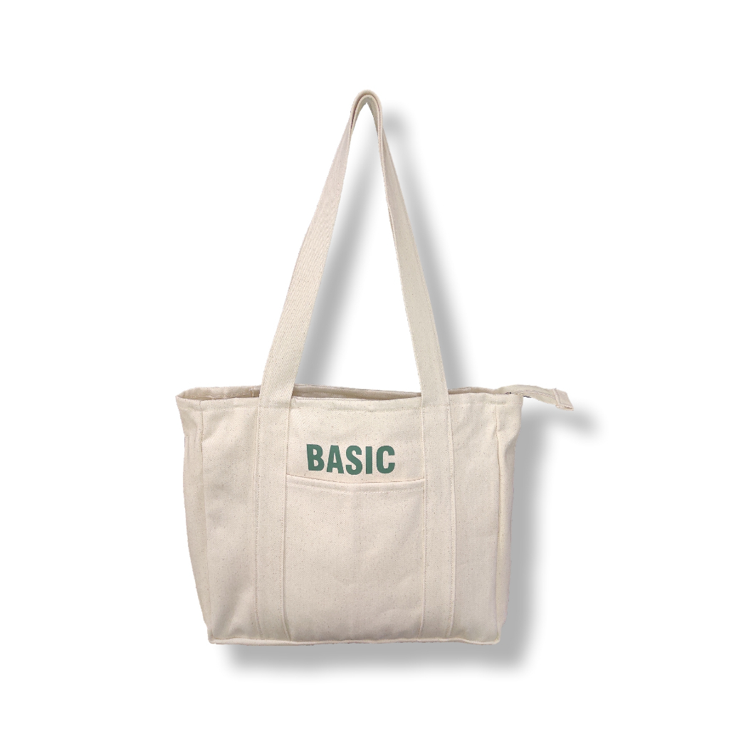 Tas Tote Bag Kanvas Resleting Lu Mecca untuk Wanita atau Pria (Unisex) Premium