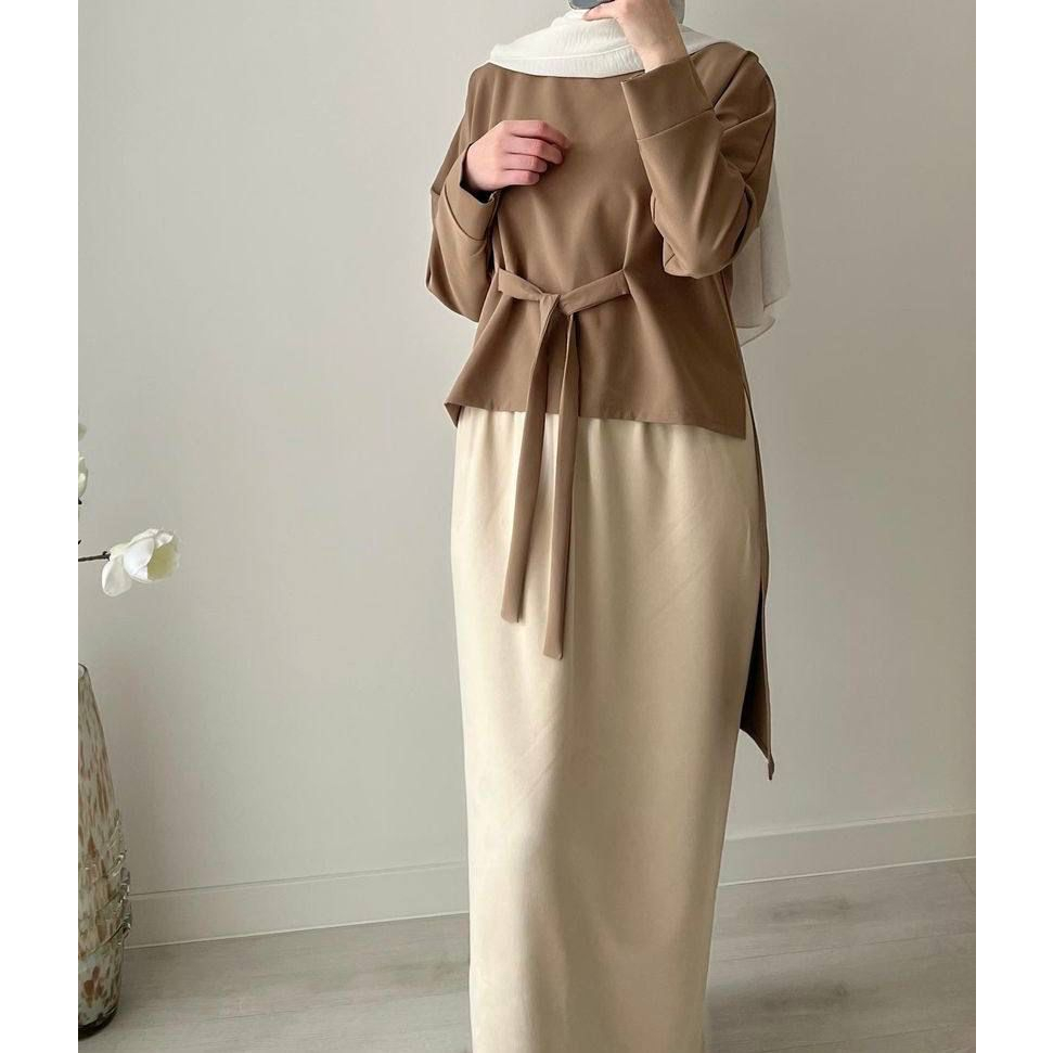 Deira One Set Crinkle Airflow Rok muslim – Baju Setelan Wanita Kekinian – Baju One Set Wanita Korean