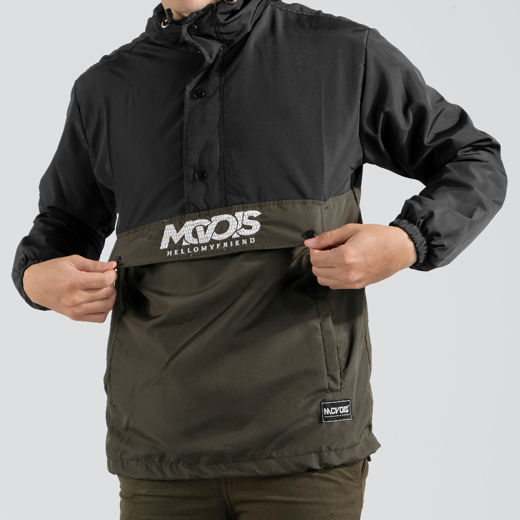 Mcvois Jaket Cagoule Pria Hitam Army Premium Distro