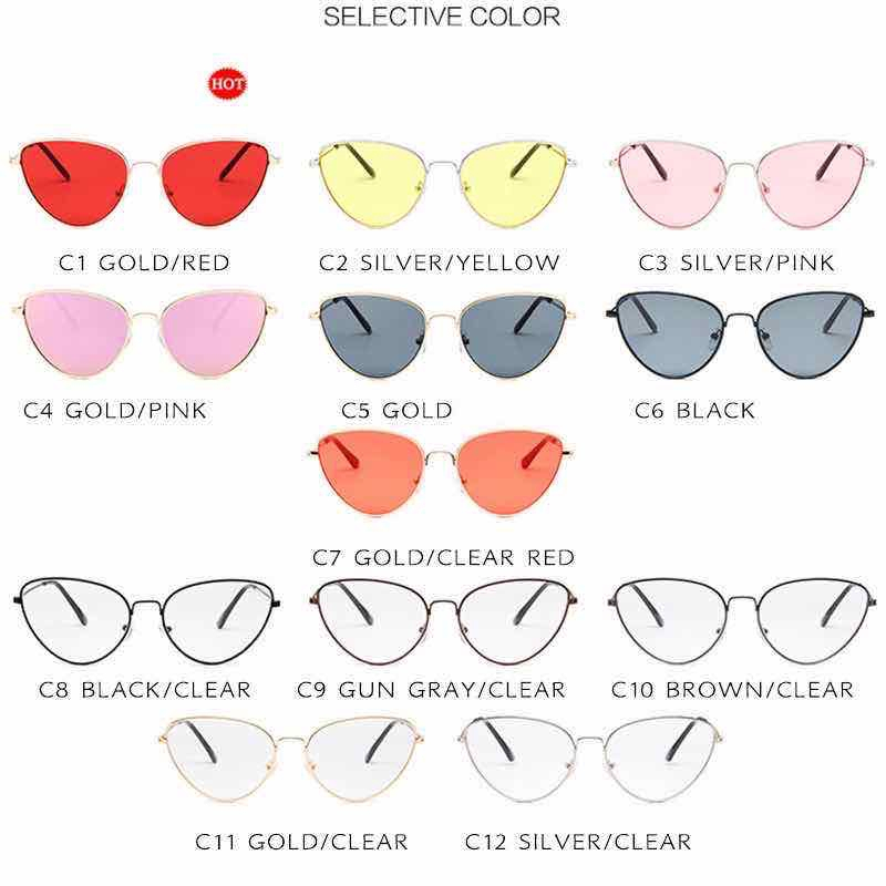 Frame Kacamata Hitam (UNISEX) WANITA PRIA Bentuk Cat Eye Horn Kucing Gaya Vintage Retro Bahan Metal Kcamata Item Korean Cat Eyes Anti UV Silau Sinar Matahari Sunglasses Eyewear Glasses Konser Pantai Jalan KCH41