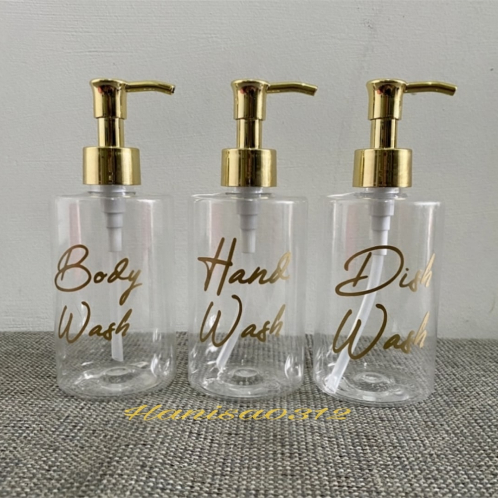 Botol Pump 250ml Aesthetic Bening / Botol Refil 250ml Clear Pump Luxury Gold Silver