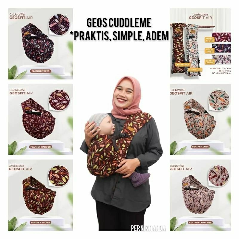 Cuddleme Geosfit Gendongan Praktis Super Nyaman, Gendongan Newborn