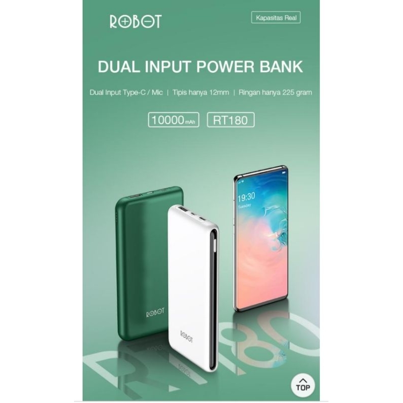 POWERBANK ROBOT RT180 10.000MAH ORIGINAL 100% REAL