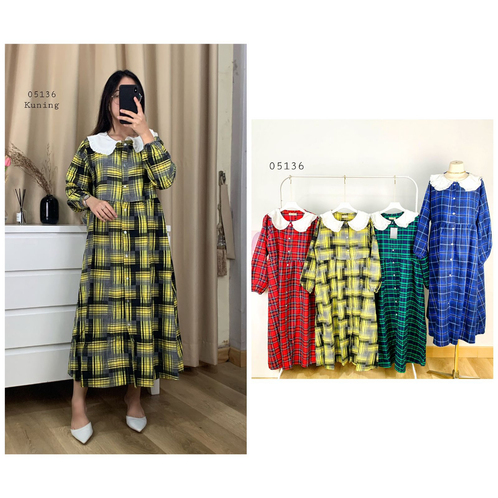 52883 - 05136 TUNIK SQUARE SUEDE BABYDOLL PREMIUM ATASAN TUNIK PANJANG FULL MOTIF KOTAK SQUARE VARIA