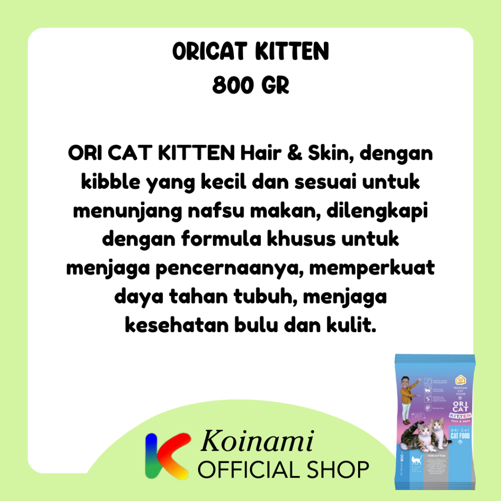 Ori Cat Kitten Hair &amp; Skin 800gr / Makanan Anak Kucing OriCat