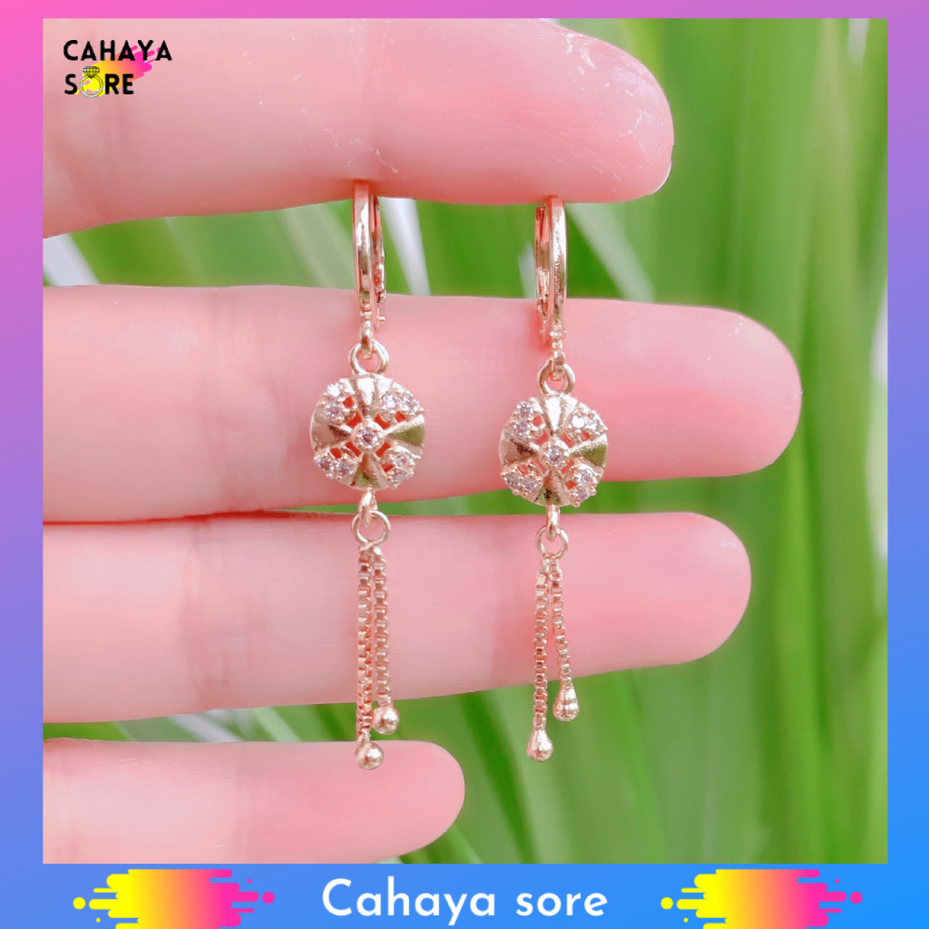 Anting Xuping Gold Anting Dewasa Model Clip Permata Bulat Cantik AD28