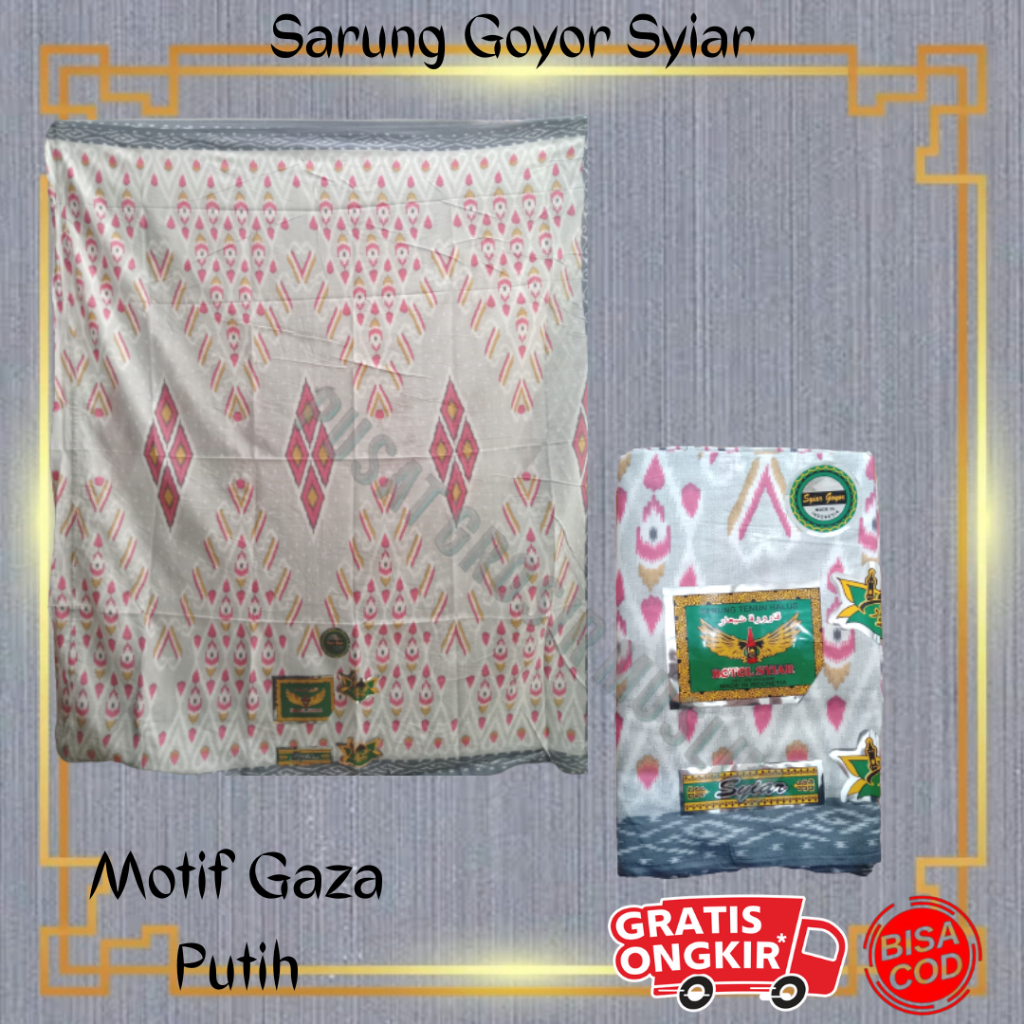 Promo Sarung Goyor Syiar Printing Sarung Goyor Botol Syiar Semi Tenun Motif Gaza Putih