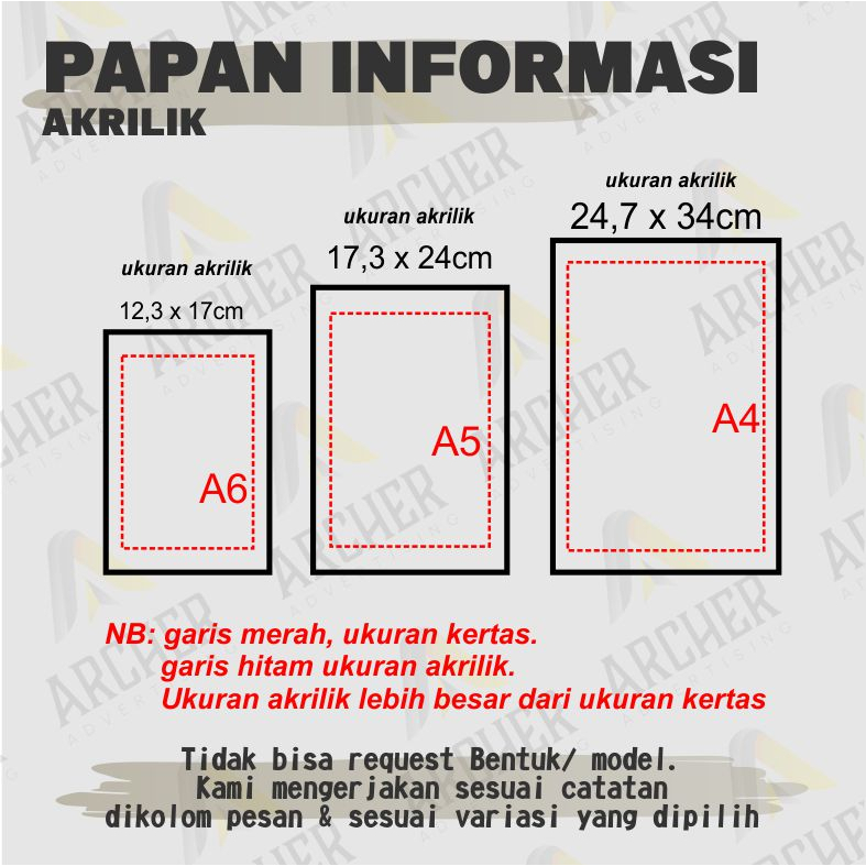 SIGN BOARD PAPAN INFORMASI AKRILIK BENING 2mm