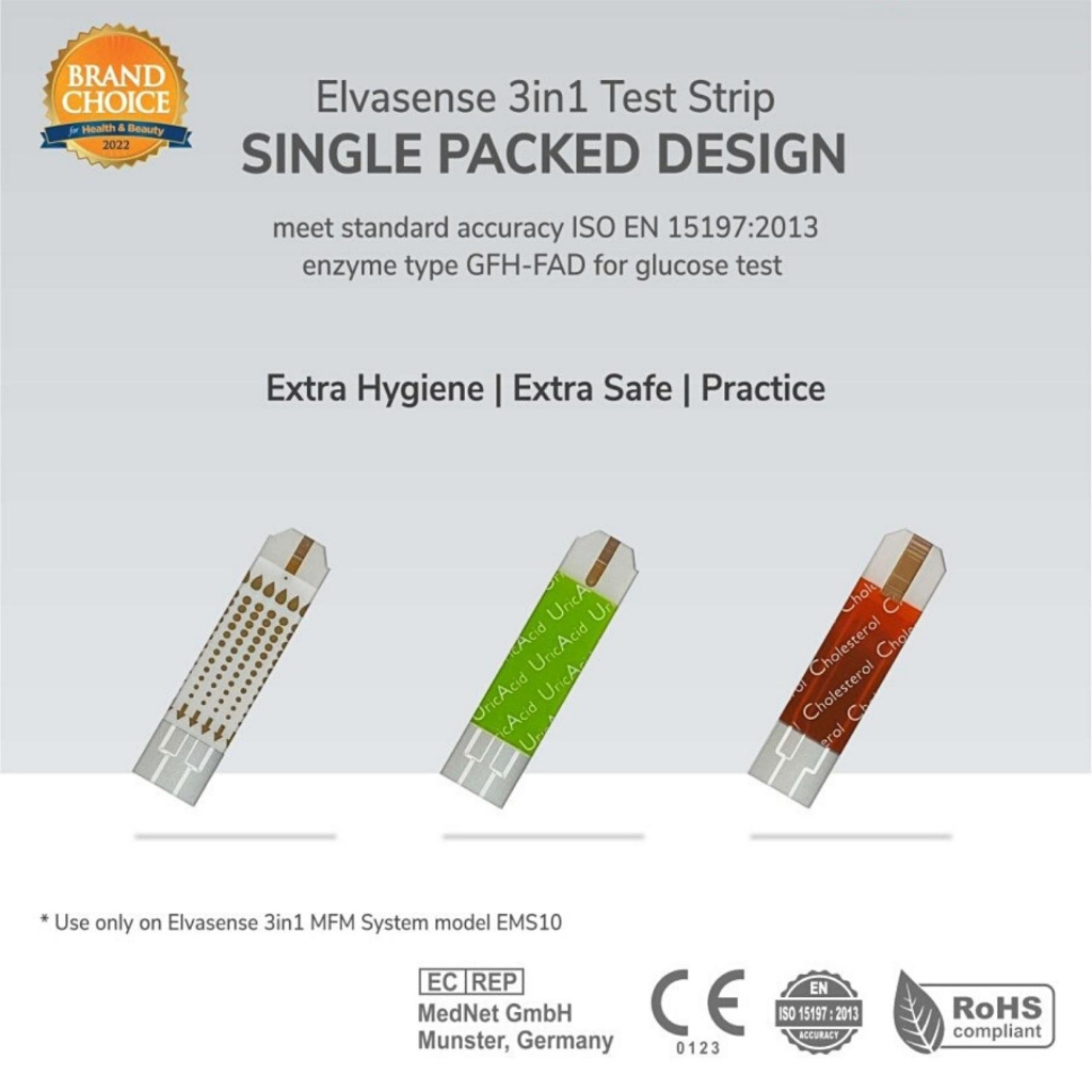 ELVASENSE Strip Refill Kolesterol SINGLE PACK Elvasense 3in1 Isi 10 Strip