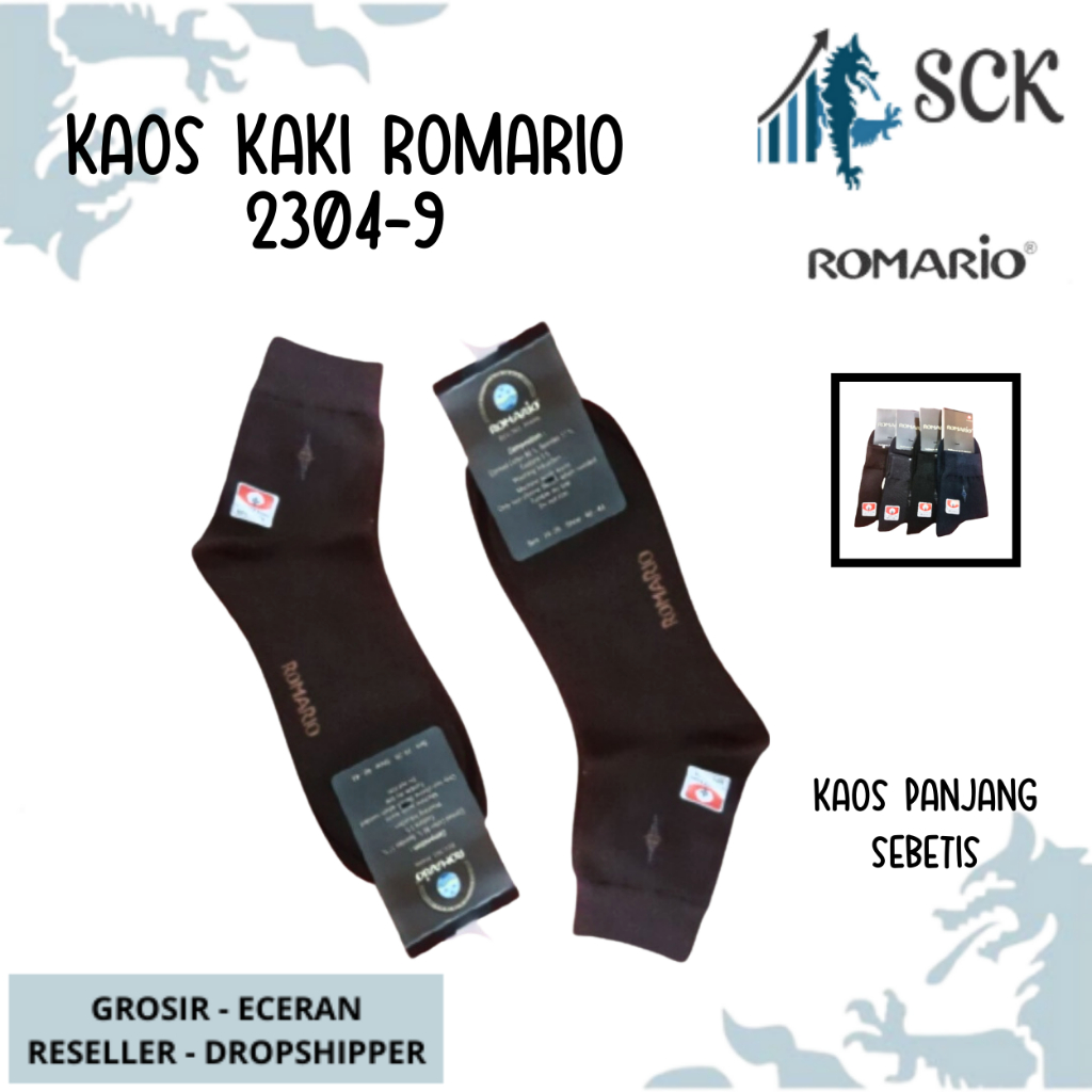 Kaos Kaki Pria ROMARIO 2309 2304 2303 Panjang SEBETIS Casual Halus / Perlengkapan Kerja Formal / Kebutuhan Kantor  - sckmenwear GROSIR