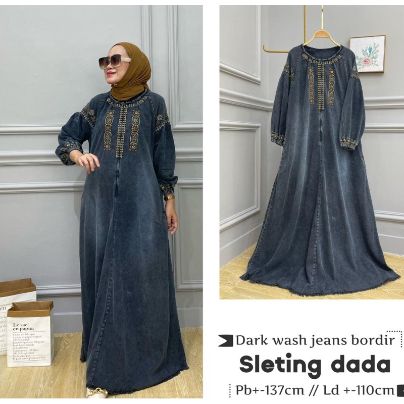 gamis jeans premium gamis jeans bordir
