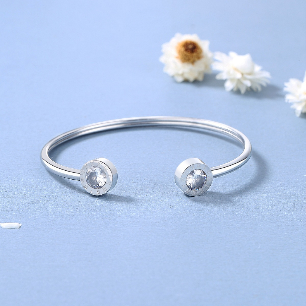 Gelang bangle clover simple titanium korea anti karat