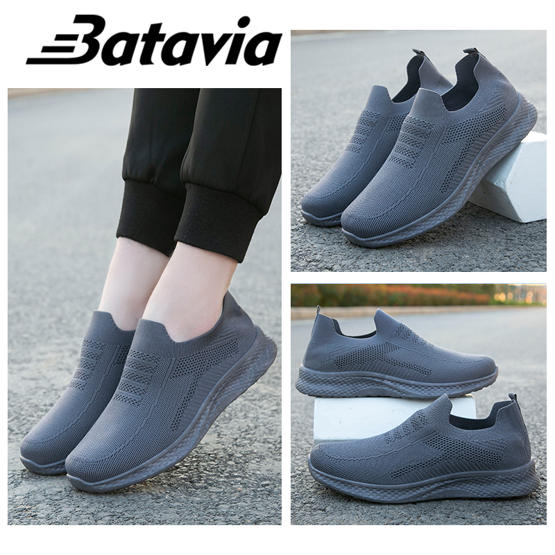 Batavia Sepatu pria olahraga tenun terbang impor asli terbaru sepatu sekolah hitam sepatu pria keren B35