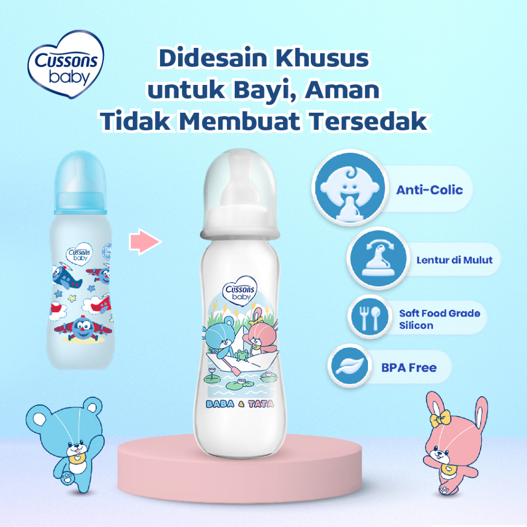 [BPOM]  Cussons Baby Milk Bottle REGULER PP Anti Colic 250ml / Cusson Botol Susu Bayi / MY MOM