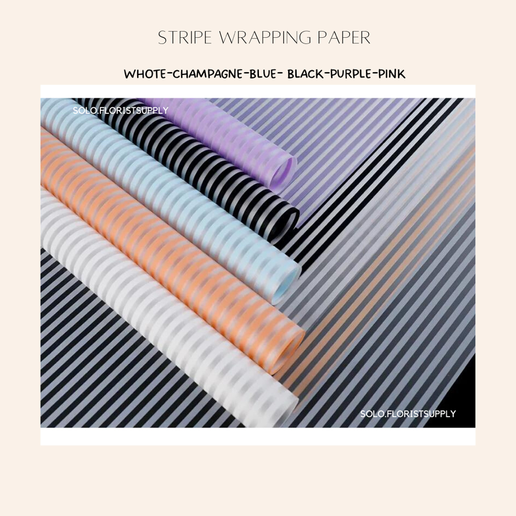 WRAPPING PAPER STRIPE FLOWER WRAPPING MOTIF GARIS GOLD LINE SILVER LINE FLOWER WRAPPING COLOR TRANSPARENT CELLOPHANE KERTAS BUNGA HAND BOUQUET PEMBUNGKUS BUKET BUNGA KERING BUKET WISUDA BUKET BUNGA SABUN WRAP PAPER FLORAL WRAPPING PAPER KERTAS CRAFT