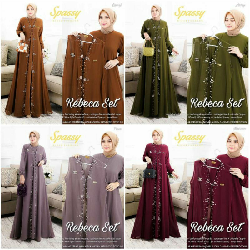 Agoda Rebeca set | gamis busui Ferika set inner outer | gamis pesta terbaru Helena Noora set| Syefri