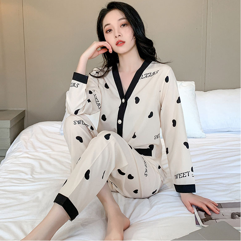 Piyama Wanita Dewasa Model Kancing Depan Mewah Lengan Panjang Celana Panjang Import High Quality Sleepwear