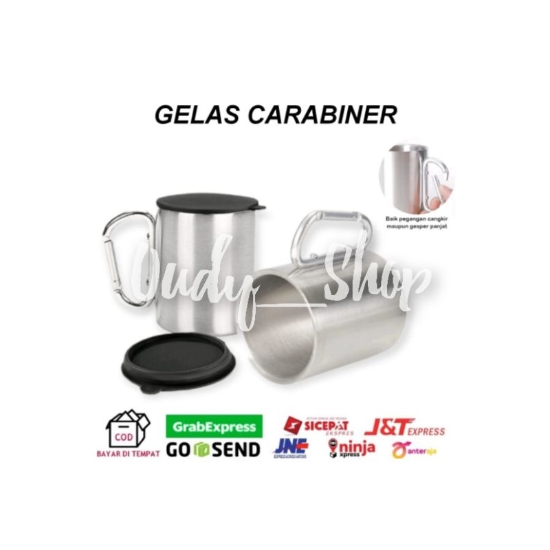 Gelas Carabiner Stainless Cangkir Mug Camping