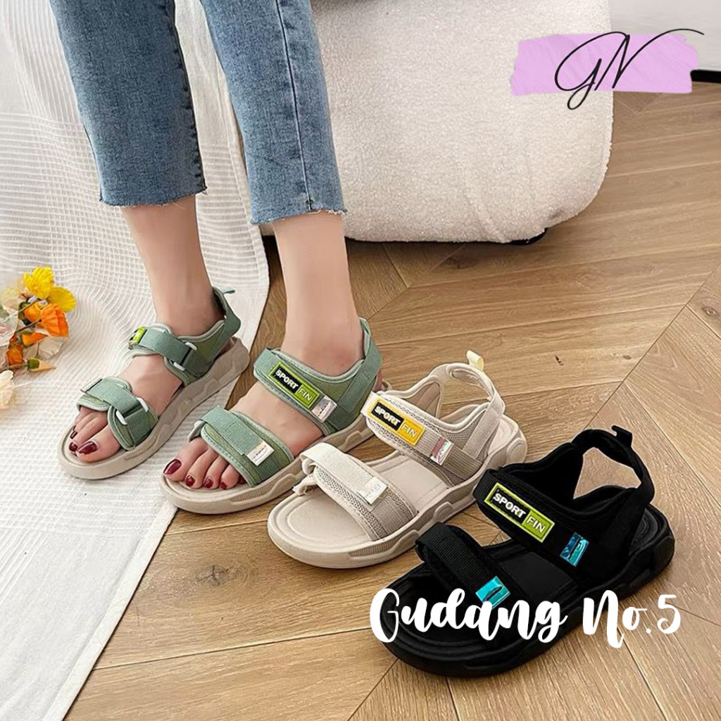 GN-1216-1B Sandal Gunung Yesplus Fashion Wanita Model Strap Dua Tali Belakang Import PVC