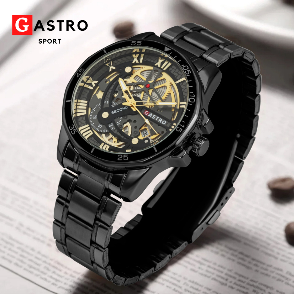 Jam Tangan Pria Murah GASTRO SPORT Watch 8627 Hitam Anti Air Analog Tahan Air