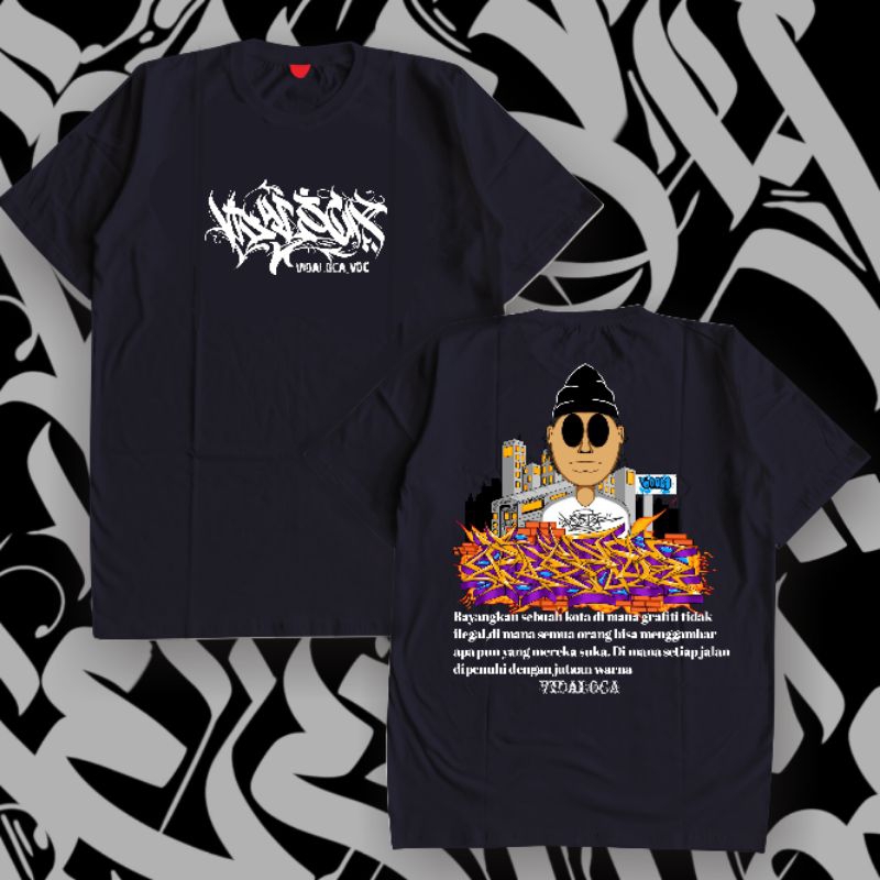kaos grafiti /kaos grafiti jalanan/vidaloca ori free random merchandise