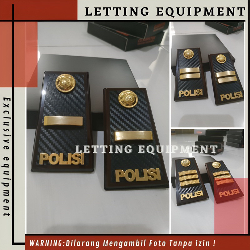 Pangkat pdh Ipda Iptu Akp Karstek full mika motif carbon Perwira polisi Perlengkapan Polri Promo Ter