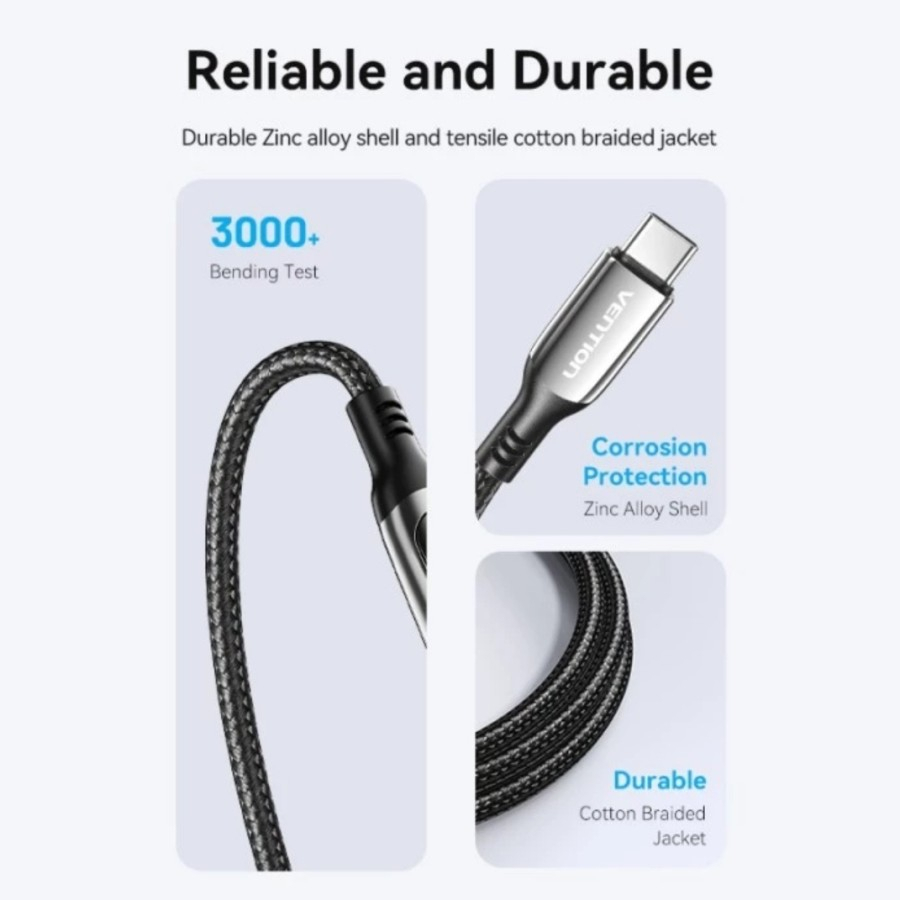 Vention Kabel USB Type C Male Braided Zinc Alloy CTK