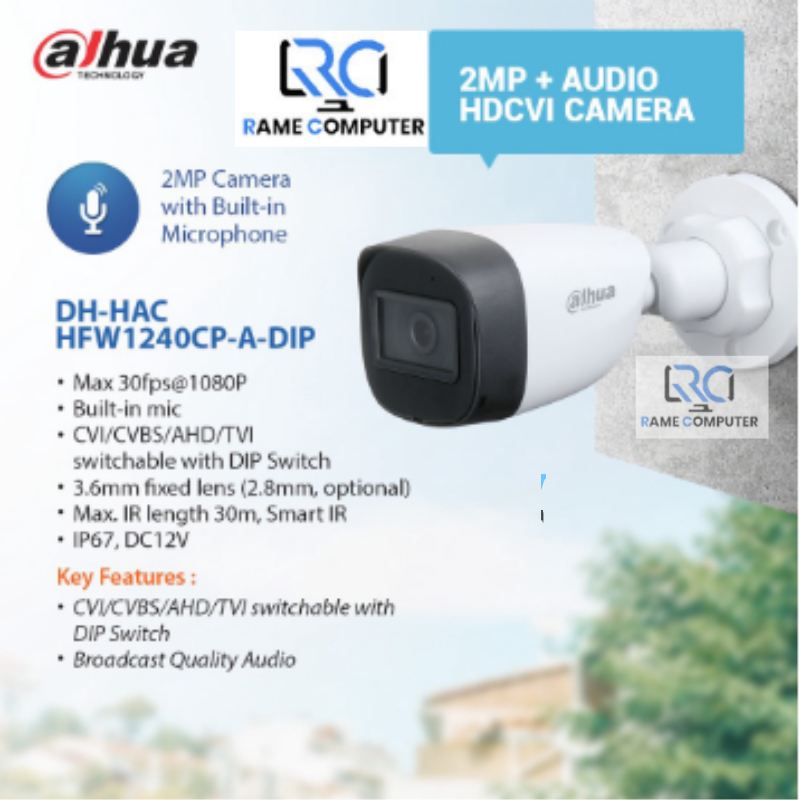 Kamera CCTV Outdoor Dahua AUDIO DH-HAC-HFW1240CP-A-DIP / INDDOR DH-HAC-HDW1240TRQP-A-DIP