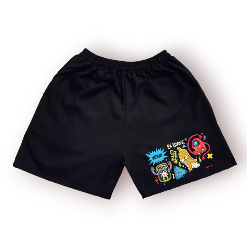 JEFFORD Boxer Pria Sablon DTF 02 | Boxer Pria Wanita | Boxer Pantai | Celana Boxer | Celana Dalam-Hitam Doodle 1