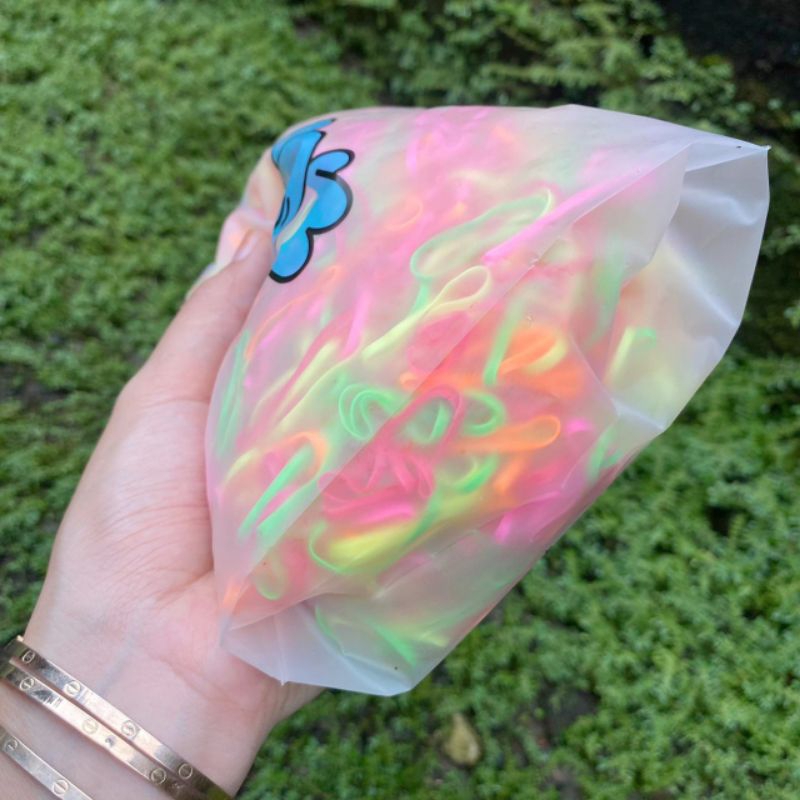 2000pcs Ikat Rambut Karet Jepang Warna Warni Kemas Pouch Lucu Karet Rambut Anak Kuat Tidak Mudah Putus