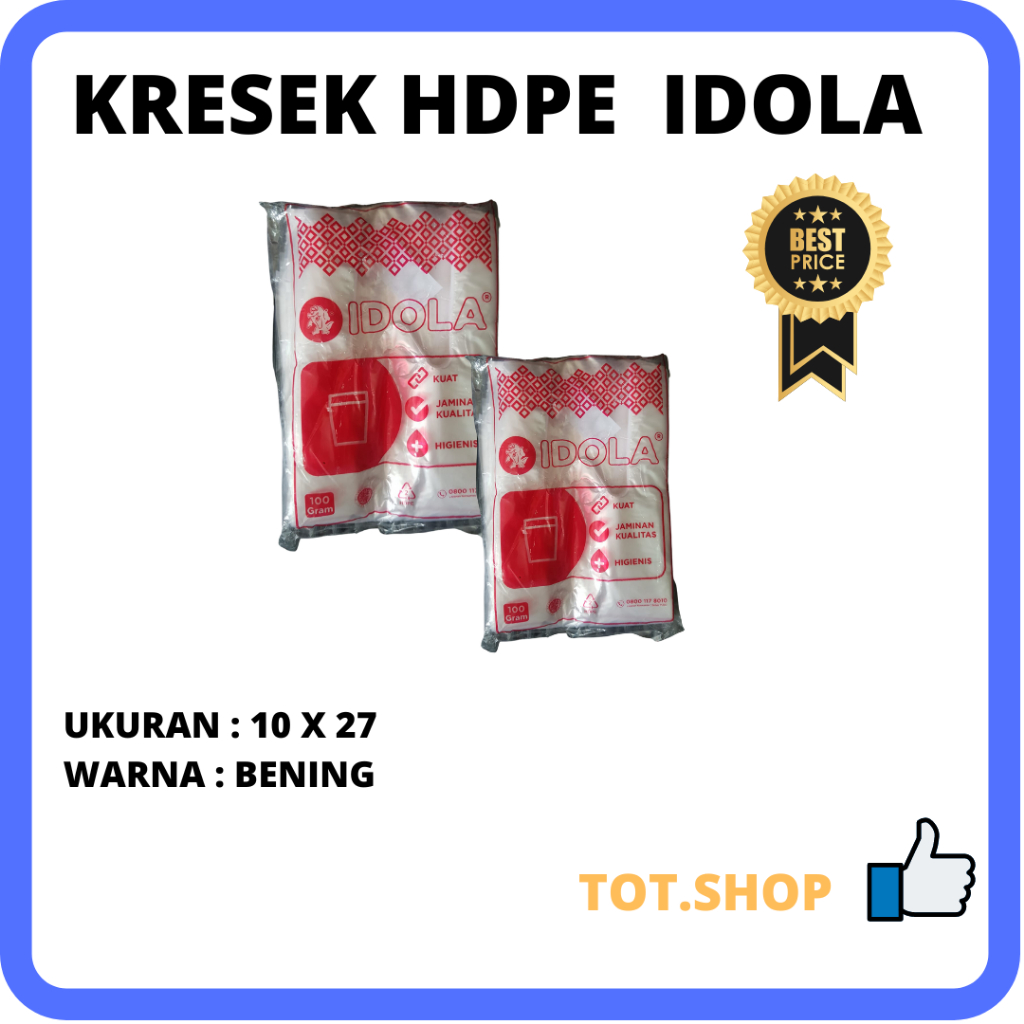 Kresek HDPE Cup Gelas /Kresek Gelas/ Kresek Gelas Idola Warna Bening