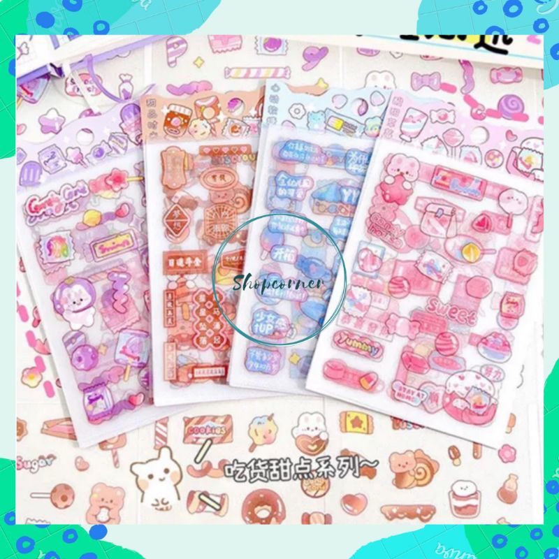 

Sweets & Snacks Sticker / Stiker Motif Kartun Permen & Camilan untuk Dekorasi/ Scrapbook