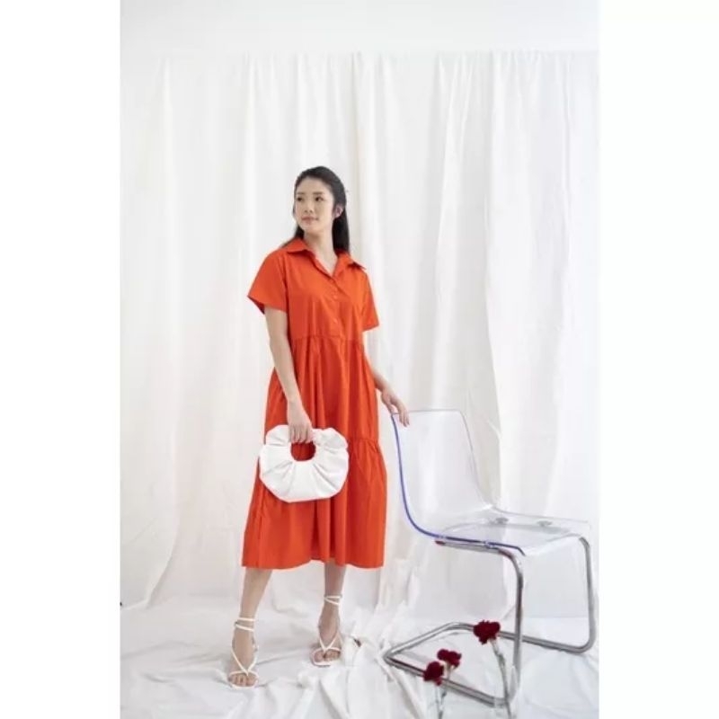 Dress Kancing Katun Korea Premium