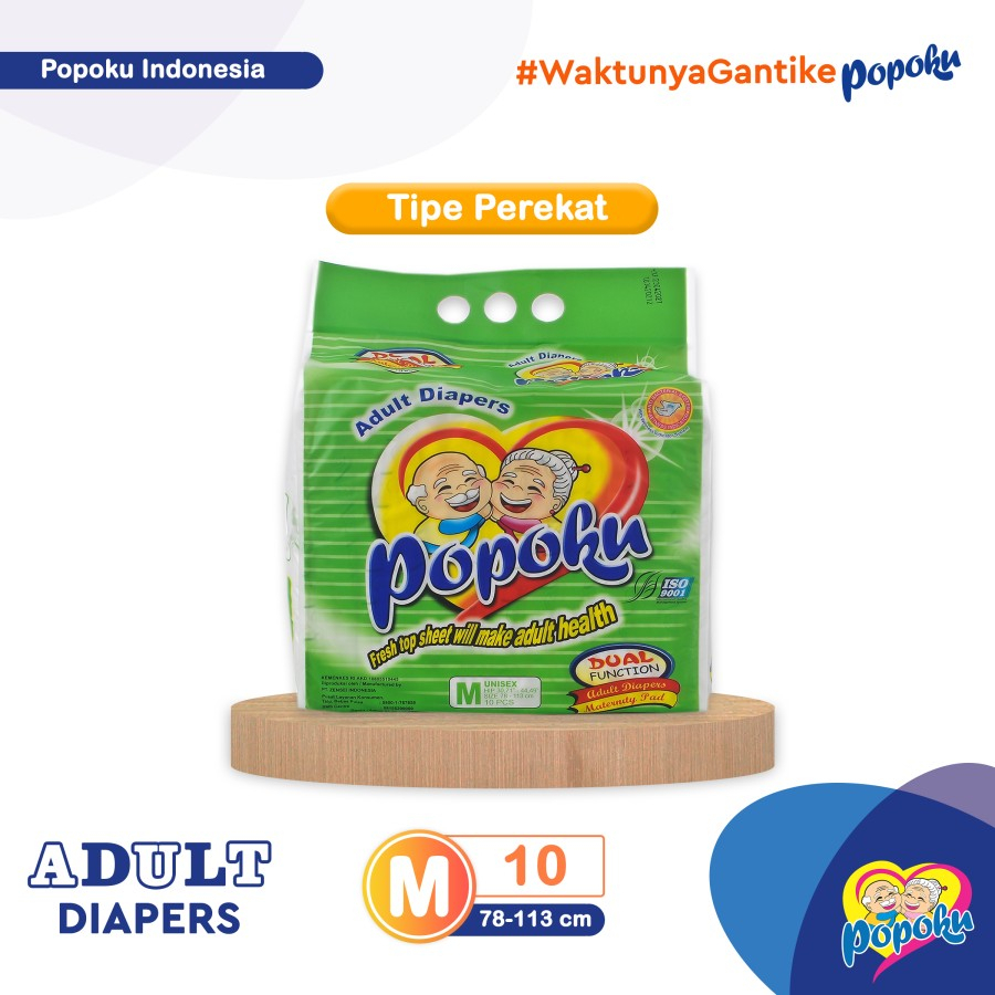 Popok Dewasa tipe Perekat (POPOKU Adult) Size M / L / XL isi 10pcs