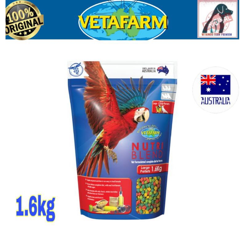 VETAFARM NUTRIBLEND LARGE PELLETS NUTRI BLEND SIZE L BURUNG MACAW BIG