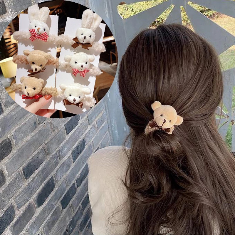 IKAT RAMBUT KOREA ANAK KECIL BONEKA BERUANG KELINCI / SCRUNCHIE