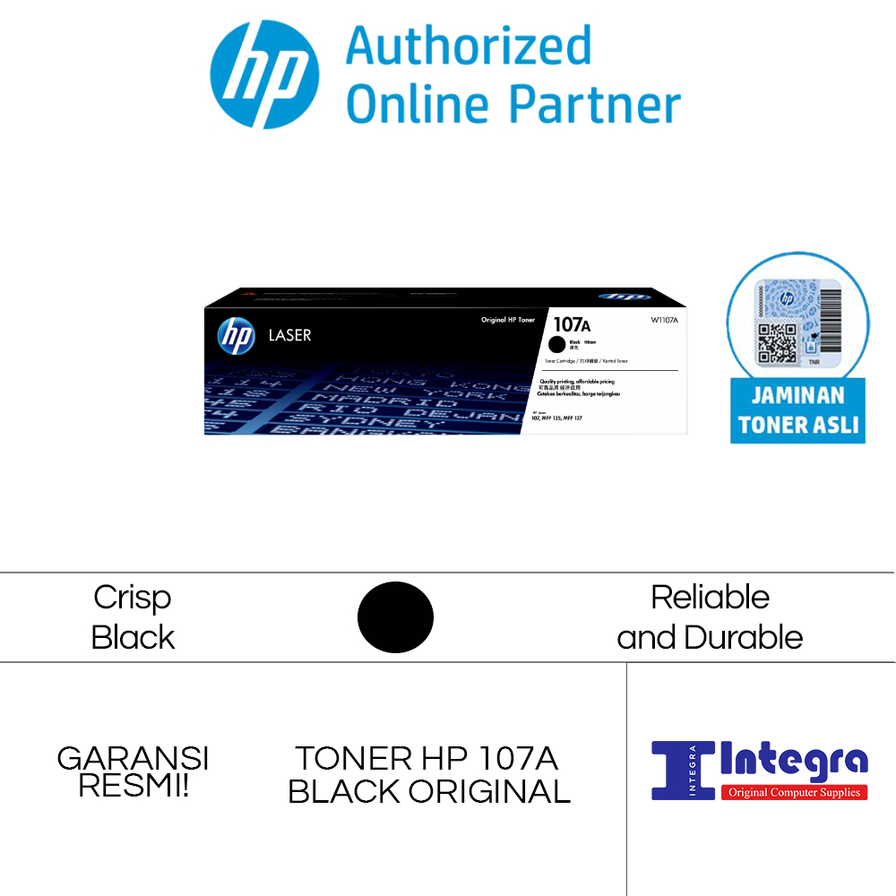 Toner HP 107A Black Original LaserJet Cartridge - W1107A - Printer HP 107A 107W 135A 135W 137FNW