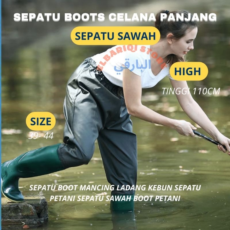 Sepatu boots sawah panjang 110CM Bot Petani Celana Panjang