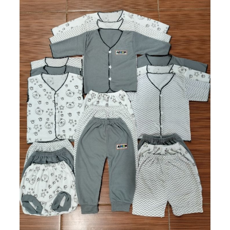 18Pcs Paket Hemat 9 setel Baju +Celana Bayi Seri coklat