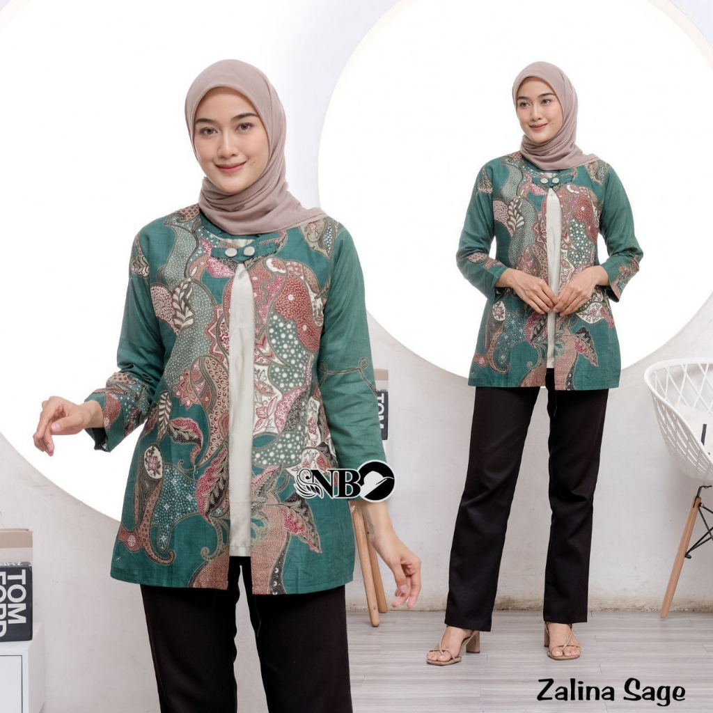 Baju Batik Wanita Modern Atasan Blouse Batik Kerja Kantor Wanita Seragam Batik M L XL XXL