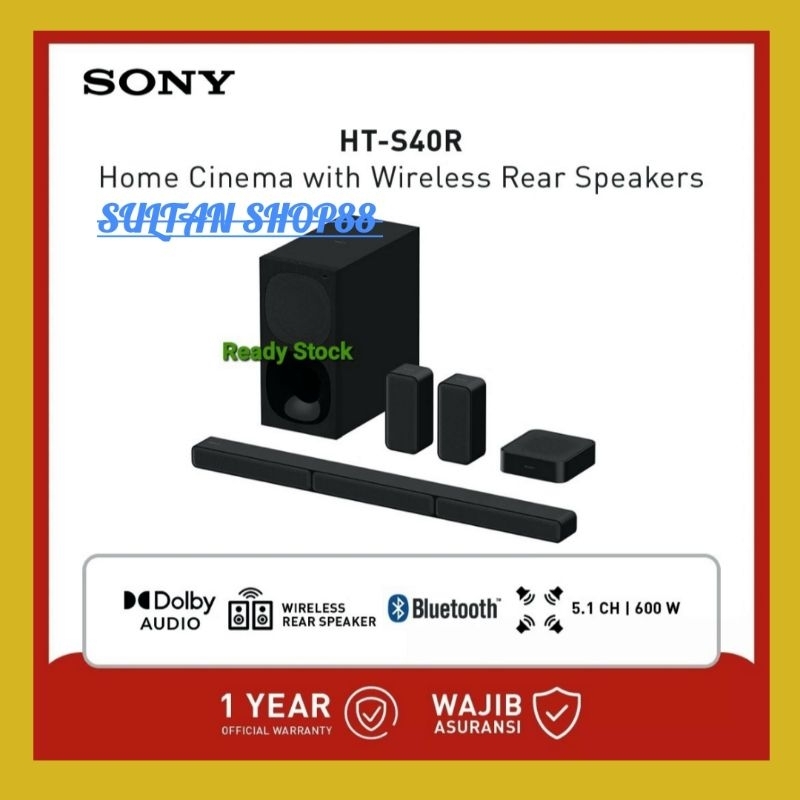SONY SOUNDBAR HT-S40R HOME CINEMA WIRELESS REAR SURROUND 5.1 CHANNEL l SOUNDBAR SONY HTS40R CHANNEL 