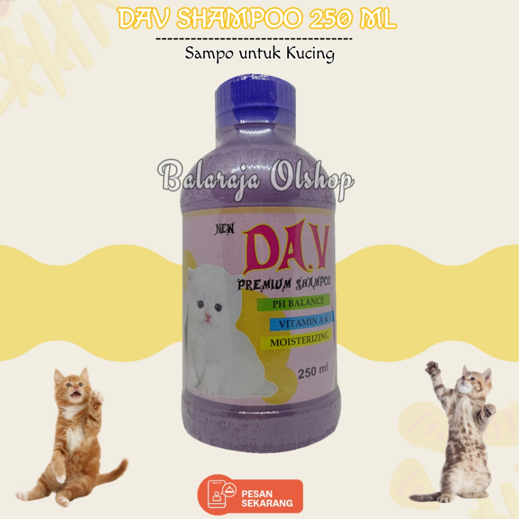 Shampo Kucing - Dav Cat Shampoo 250ml Original - Dengan Ph Balance Dan Moisterizing Sampo Untuk Cat Kitten Wangi Tahan Lama Awet Bersih Sehat