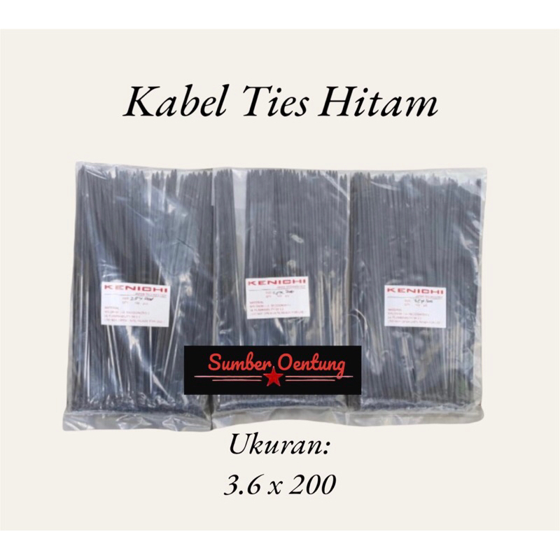 

Kabel Ties 3.6 x 200MM ( 20CM ) Hitam