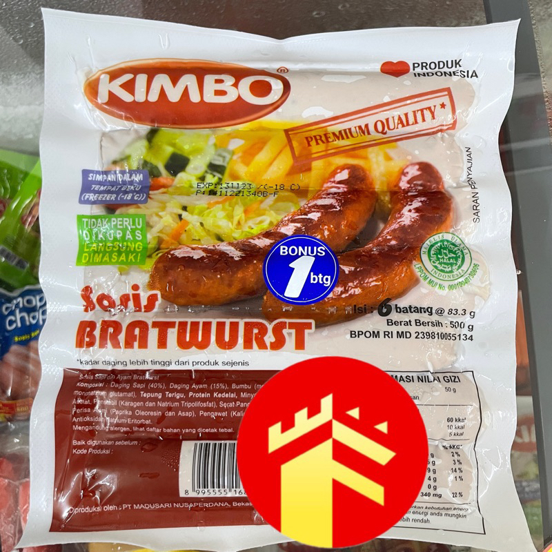 

KIMBO SOSIS BAKAR JUMBO 7 PCS KIMBO BRATWURST JUMBO 500 GR