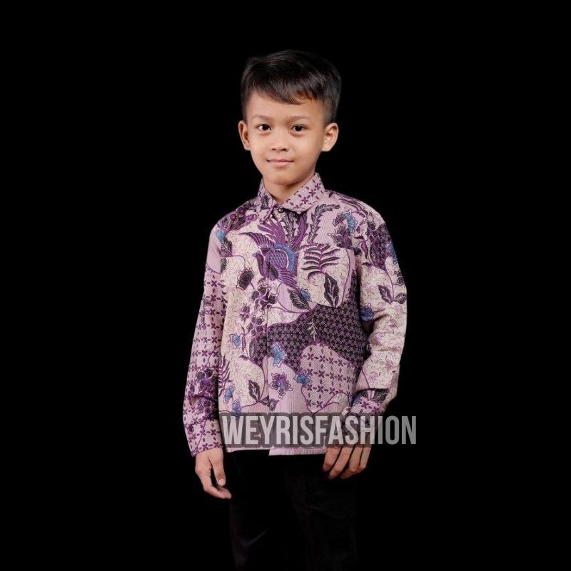 TERBARU COUPLE SWEET - COUPLE BATIK AYAH DAN ANAK COWOK BATIK UNGU PURPLE LILAC VIOLET - BATIK WEYRISFASHION - BATIK PRIA