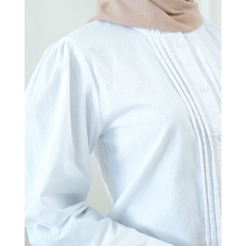 Lily Top, Kemeja Putih, Kemeja Panjang Putih, Kemeja Wanita, Kemeja Kerja