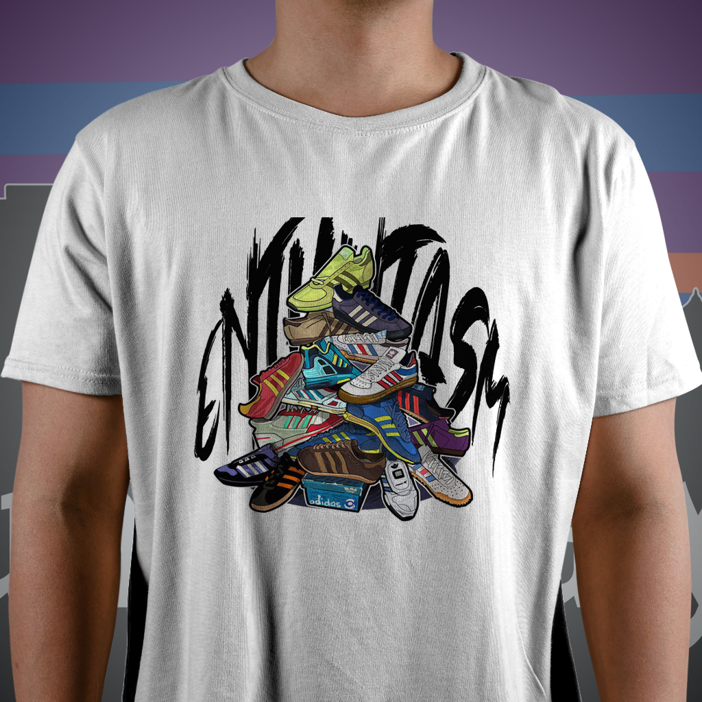 Kaos T Shirt Baju Pria Wanita Casual Ultras Holigans Football Sepatu Adidas Cowok Cewek Cotton Combe