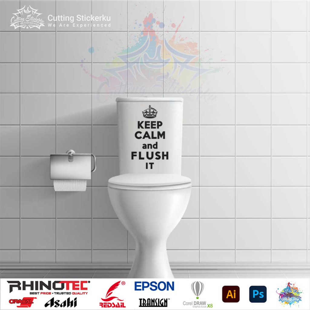 Cutting Stiker Closet Keep Calm Flush Variasi Sticker Timbul Keren Nyala Dekorasi Rumah Toilet Kamar Mandi Kaca Hologram Dinding Reflective Tahan Air Setiker Wall Huruf Tulisan Veriasi Lucu Motivasi Kreatif Kustom Anime