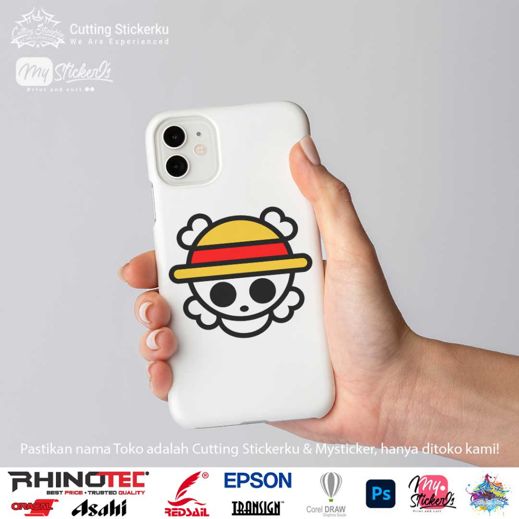 Cutting Stiker Cutest One Piece Logo Variasi Motor Mobil Sticker Kaca Helm Bogo Keren Anime Jepang