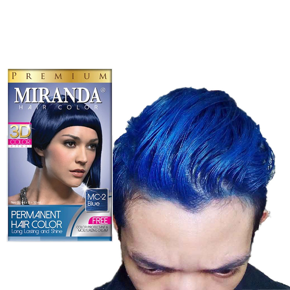 Semir Rambut Yang Bagus Permanen Warna Miranda Hair Color Premium MC-2 Blue Paket Miranda + Set Mang